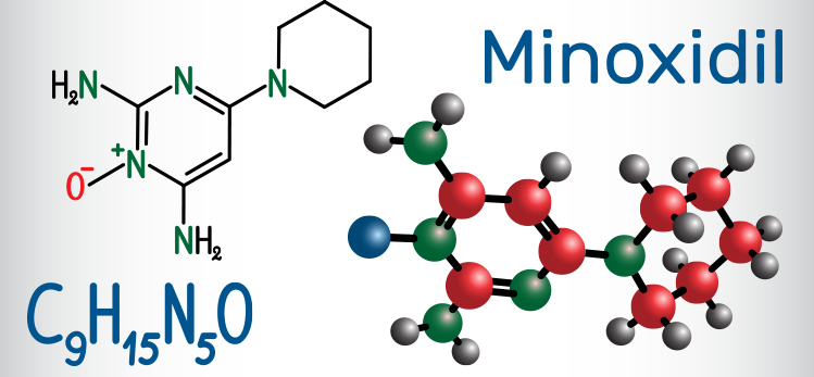 minoxidil-molecule-antihypertensive-vasodilator-medication-used